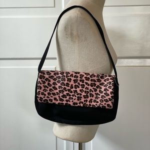 PINK AND BLACK LEOPARD PRINT SHOULDER BAG